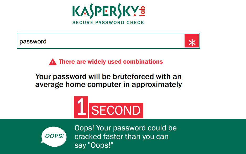 Check your password with Kasperky's Password Checker